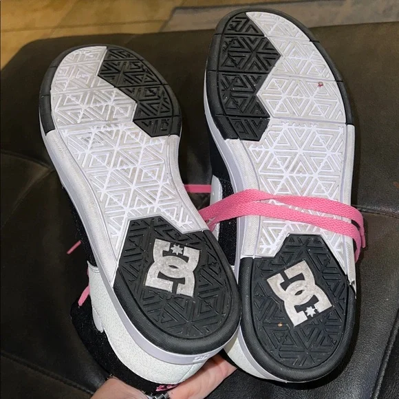 DC Black and White Sneakers with Pink Accents - Picture 3 of 4